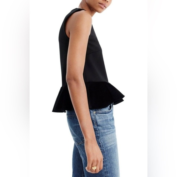 J Crew Women's -Scuba Knit Velvet Ruffle Peplum Tank NWT XL - Picture 6 of 13